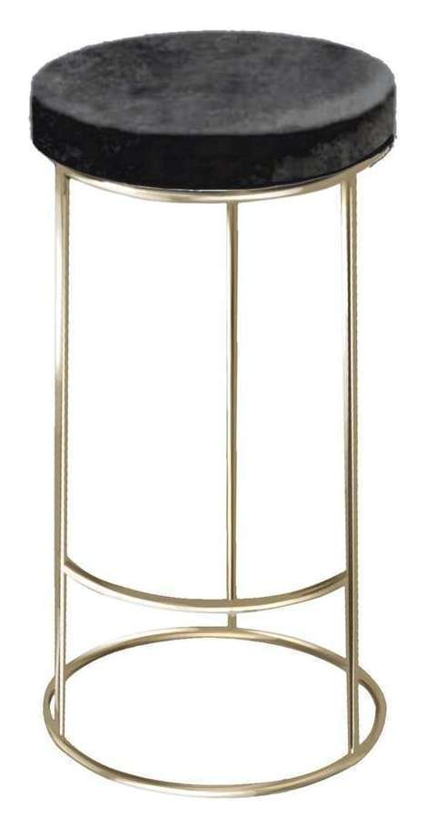 Барный стул золото, черный бархат