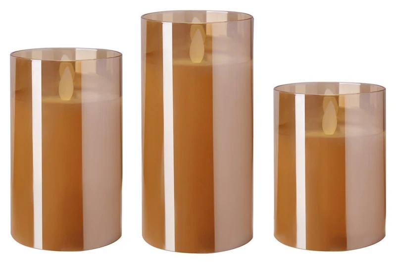 Свеча"Файр" 10см золото (теплый свет)