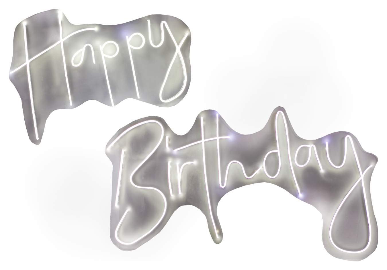 Неоновая вывеска «Happy Birthday white»