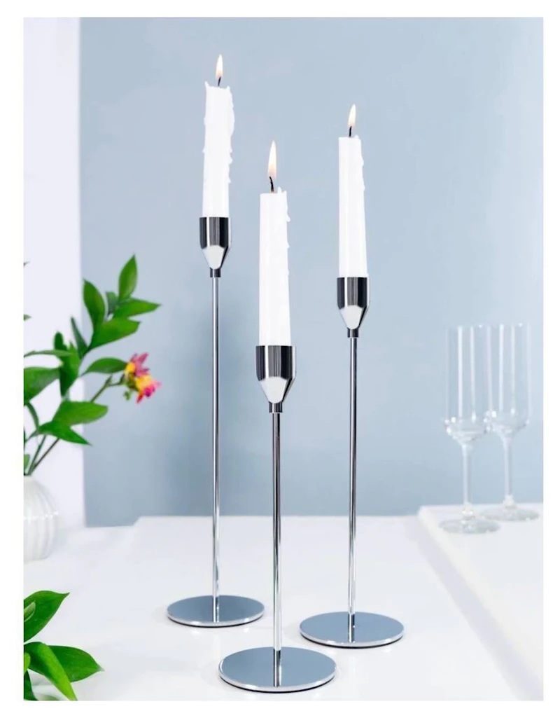 Комплект из 3-х подсвечников Арес серебро