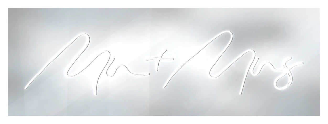 Неоновая вывеска Мистер + Миссис белая