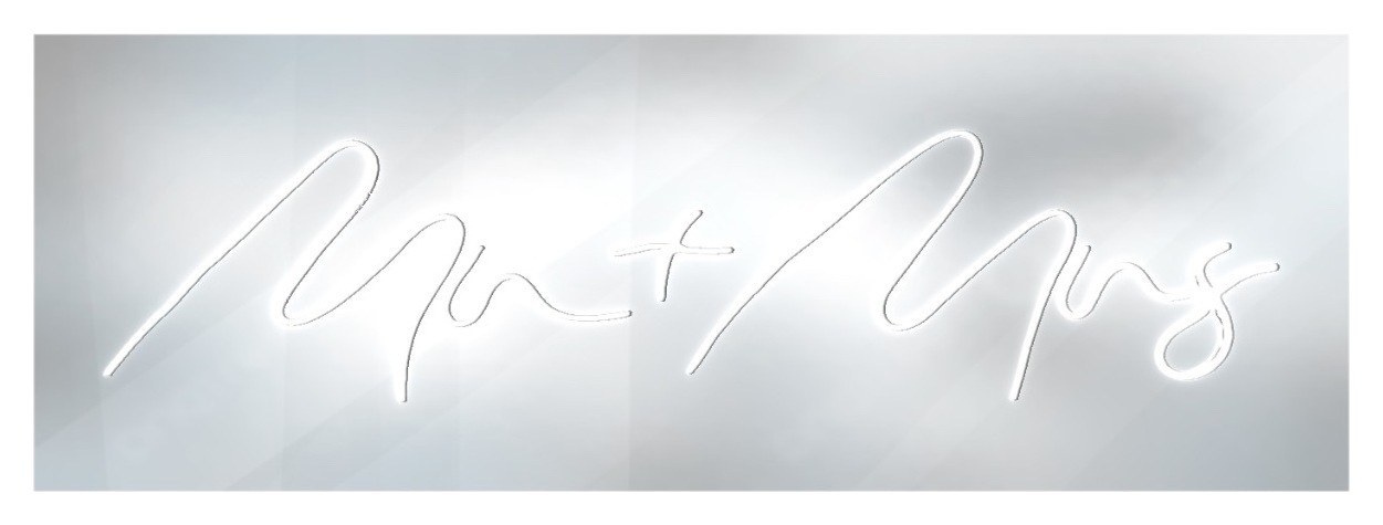 Неоновая вывеска Mr. + Mrs белая