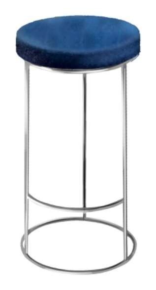 Барный стул серебро-синий