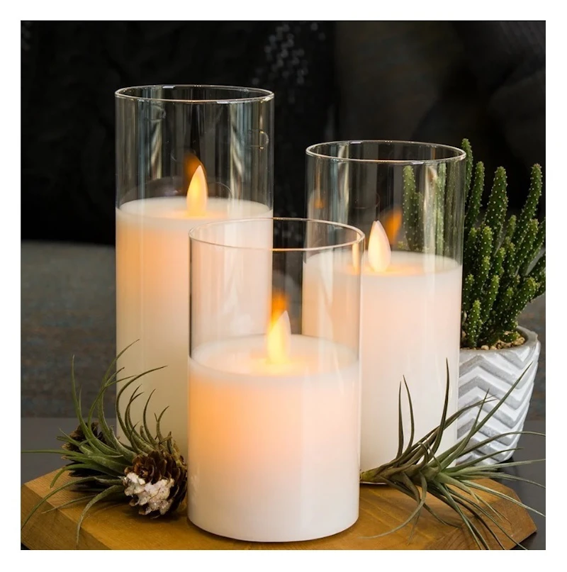 Свеча "Файр"10см белая (теплый свет)