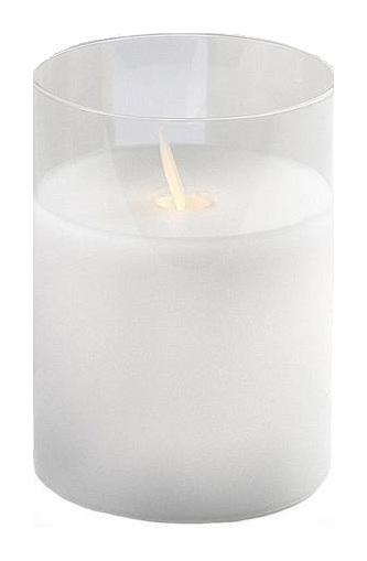 Свеча "Fire"10см белая (теплый свет)