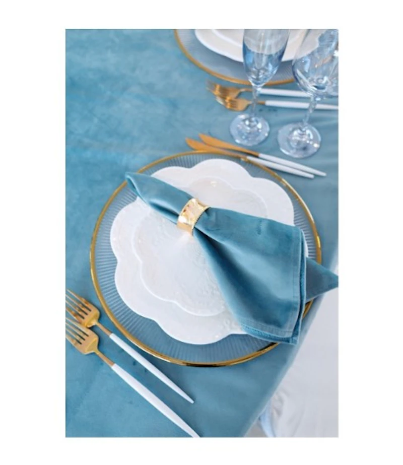Салфетка бархатная пыльно-голубая