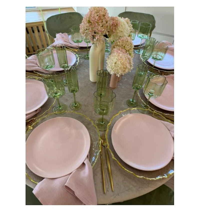 Тарелка "Лия" прозрачная с золотым кантом