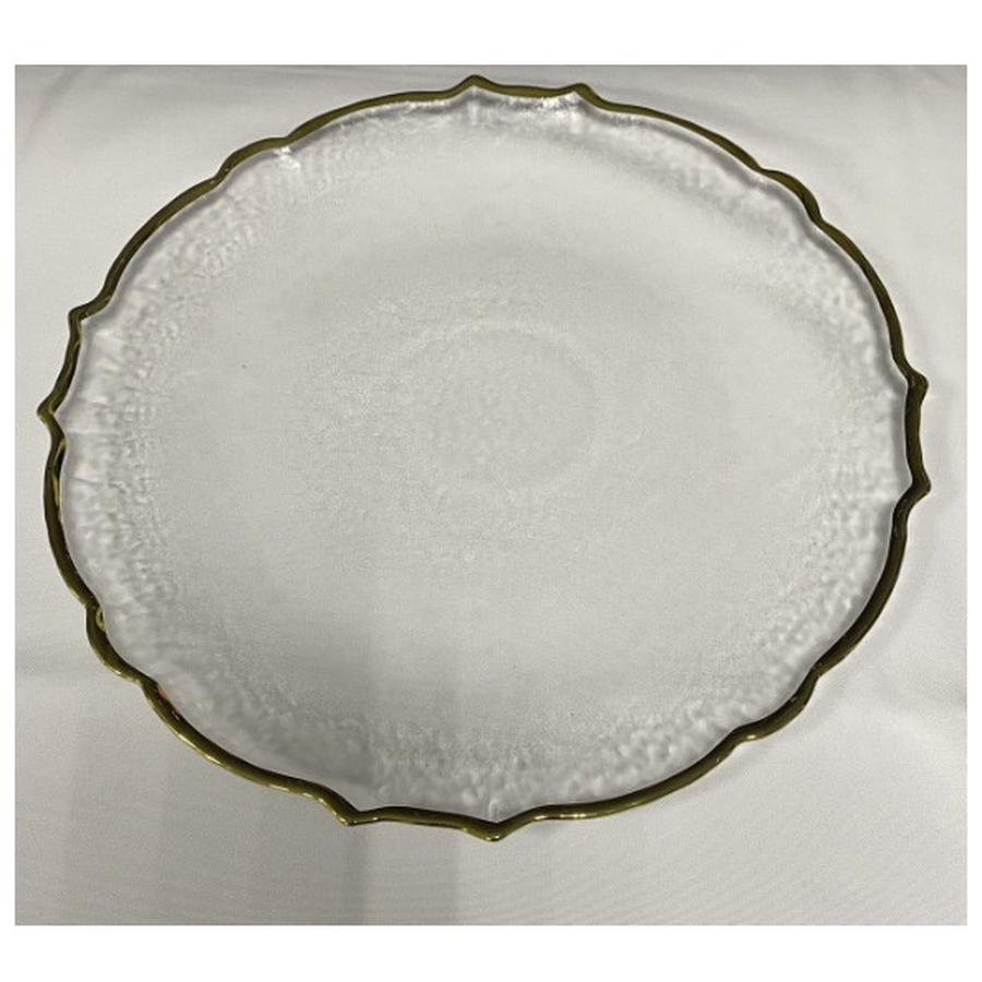 Тарелка "Лия" прозрачная с золотым кантом - Фото миниатюра 4