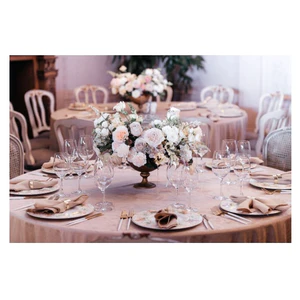 Скатерть круглая бархат светло-бежевая - Фото 3