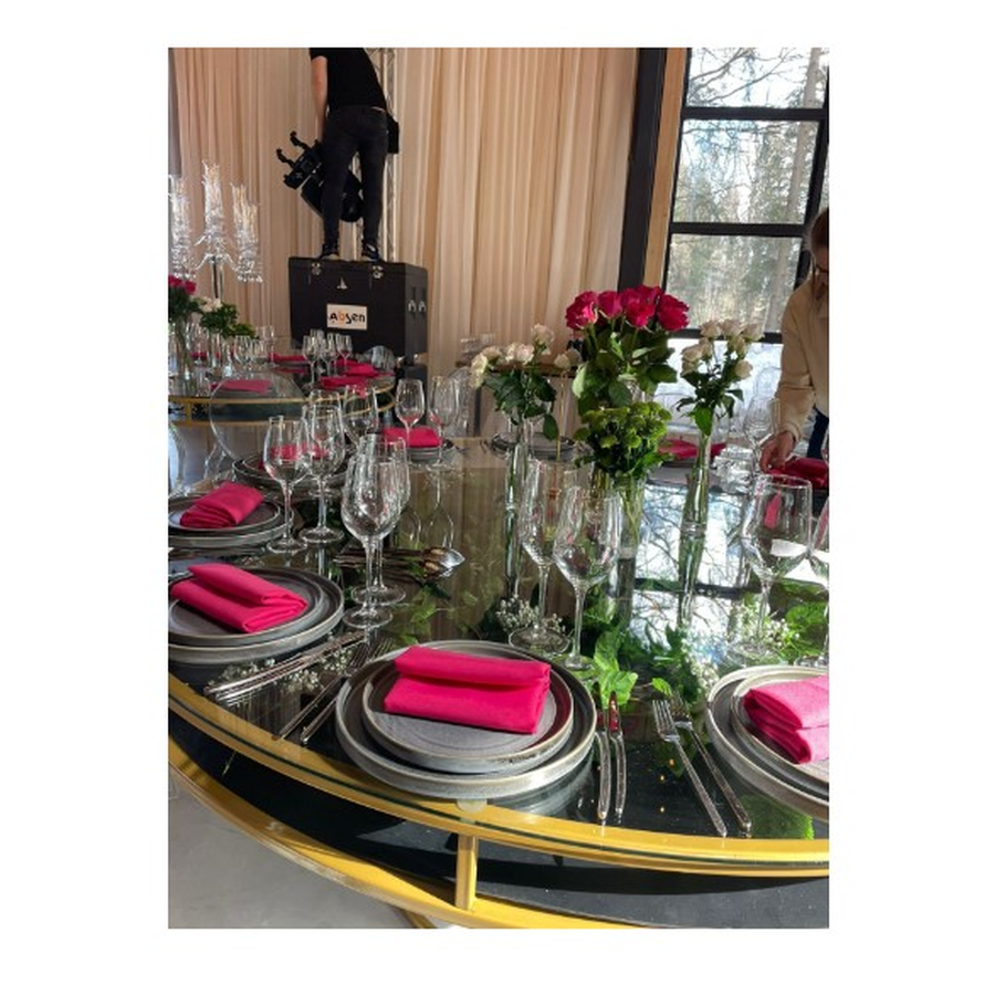 Стол "Лофт" золото, прозрачная столешница, черное подстолье - Фото миниатюра 2