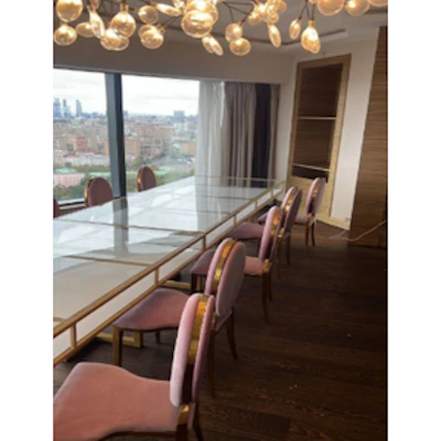 Стол "Лофт Голд", прозрачная столешница, белое подстолье - изображение 2