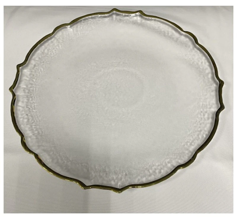 Тарелка "Лия" прозрачная с золотым кантом