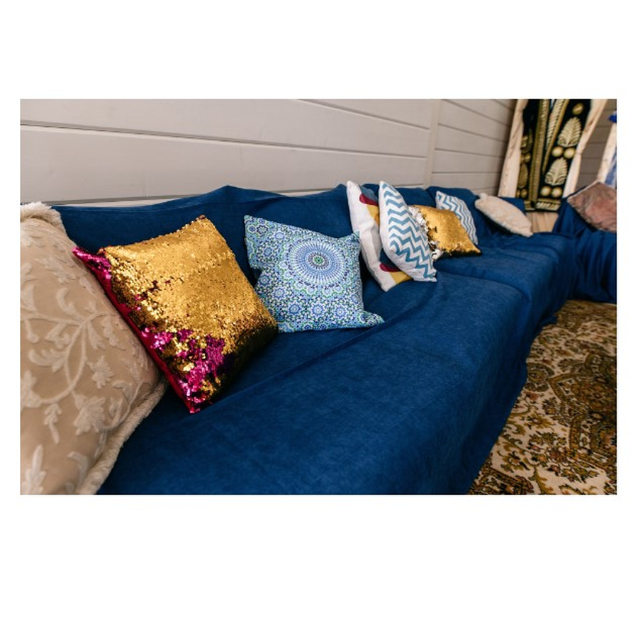 Подушка пайетки серебро с золотом - Фото миниатюра 3