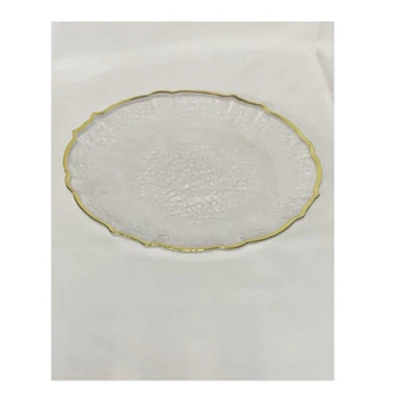 Тарелка "Лия" прозрачная с золотым кантом - изображение 3