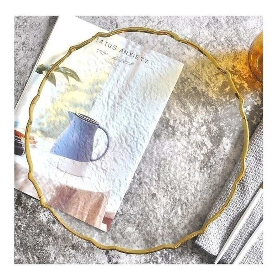 Тарелка "Лия" прозрачная с золотым кантом - Фото миниатюра 2