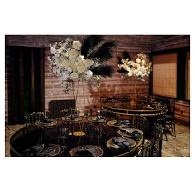 Стол "Лофт" золото, дымчатое стекло, черное подстолье - изображение 3