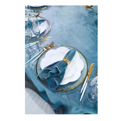 Скатерть круглая бархат пыльно-голубая - изображение 4