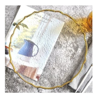 Тарелка "Лия" прозрачная с золотым кантом - изображение 2