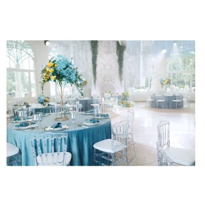 Скатерть круглая бархат пыльно-голубая - Фото 5