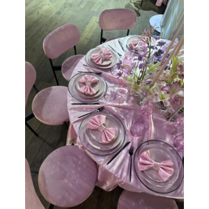 Скатерть круглая, полиэстер глянец, розовый - Фото 2