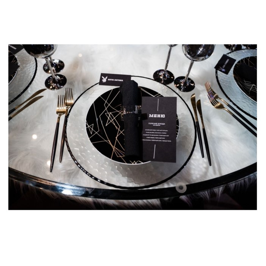 Подстановочная тарелка "Минимал" c черным кантом - Фото миниатюра 3