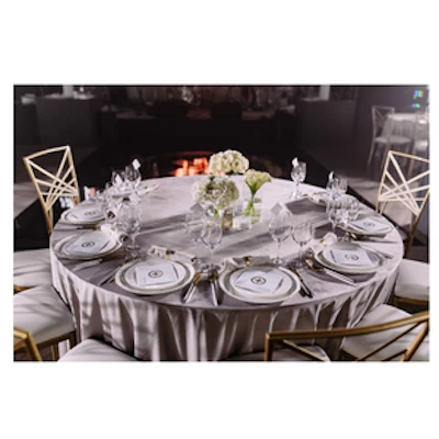 Скатерть круглая бархат светло-серая - изображение 2