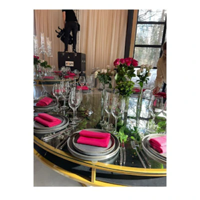 Стол "Лофт" золото, прозрачная столешница, черное подстолье - изображение 2