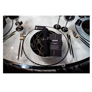 Стол  "Лофт" черный, прозрачная столешница, черное подстолье - Фото 2