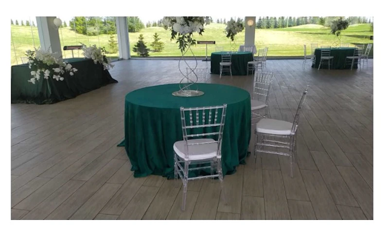 Скатерть круглая бархат изумрудная