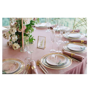 Скатерть круглая бархат пыльно-розовая - Фото 3