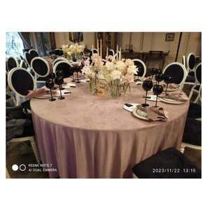 Скатерть круглая бархатная светло-лавандовая - Фото 2