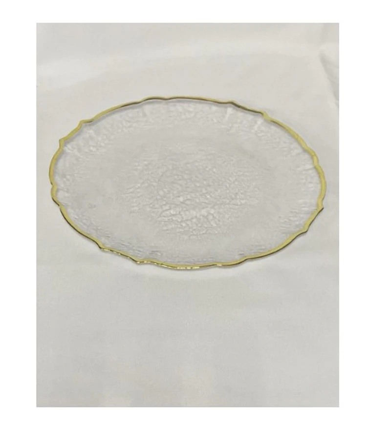 Тарелка "Лия" прозрачная с золотым кантом