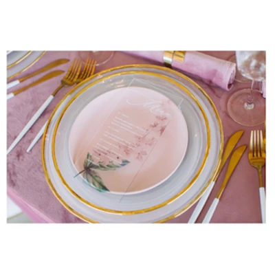 Тарелка сервизная "Белый дым" с золотым кантом - изображение 4