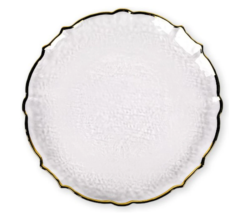 Тарелка "Лия" прозрачная с золотым кантом