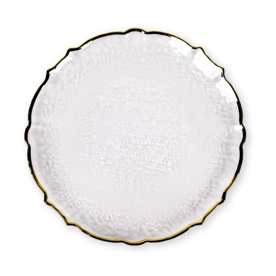 Тарелка "Лия" прозрачная с золотым кантом - Фото миниатюра 1