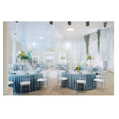 Скатерть круглая бархат пыльно-голубая - изображение 3