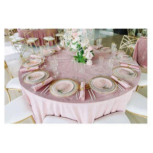 Скатерть круглая бархат пыльно-розовая - Фото 2