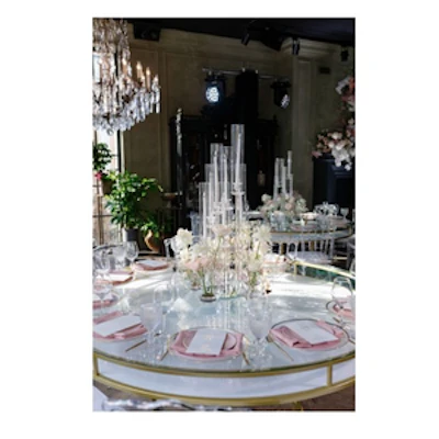 Стол "Лофт" золото, прозрачная столешница, белое подстолье - изображение 2